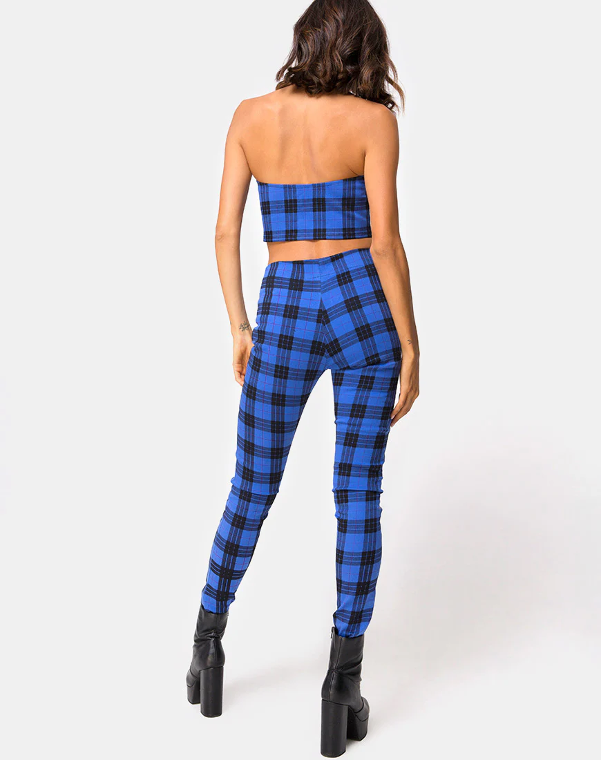 Jolim Tapered Trouser in Tartan Blue - Image 2