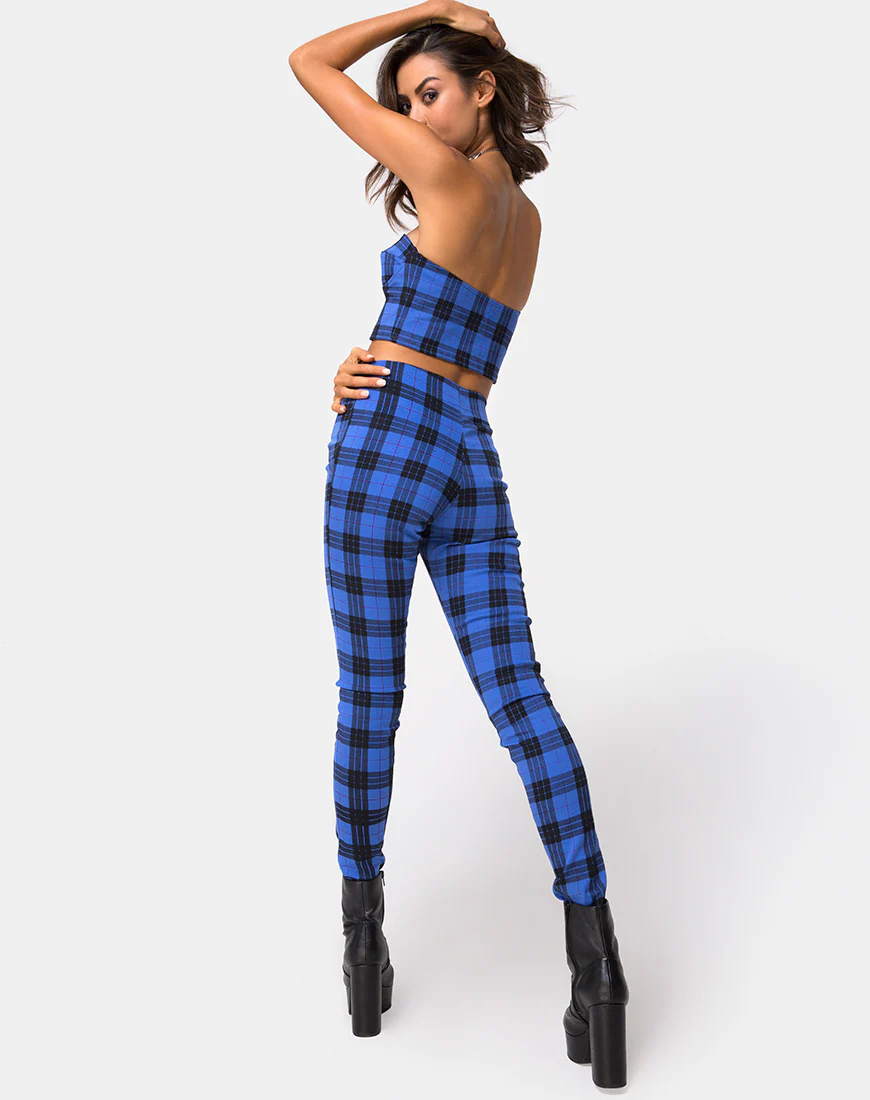 Jolim Tapered Trouser in Tartan Blue - Image 4