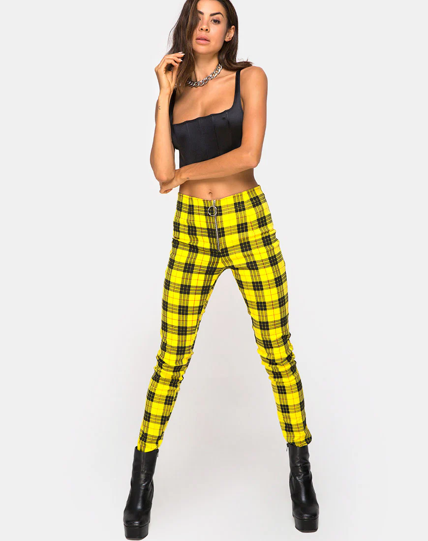 Jolim Tapered Trouser in Winter Plaid Yellow - Image 2