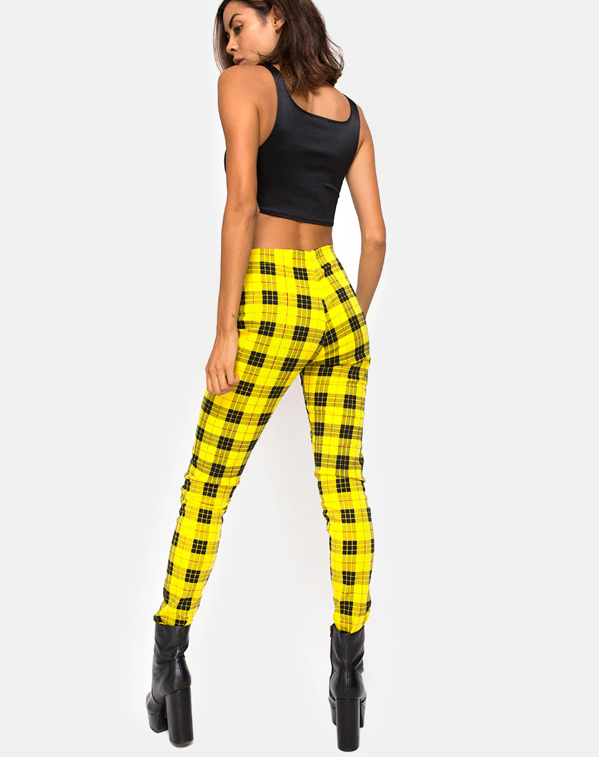 Jolim Tapered Trouser in Winter Plaid Yellow - Image 5
