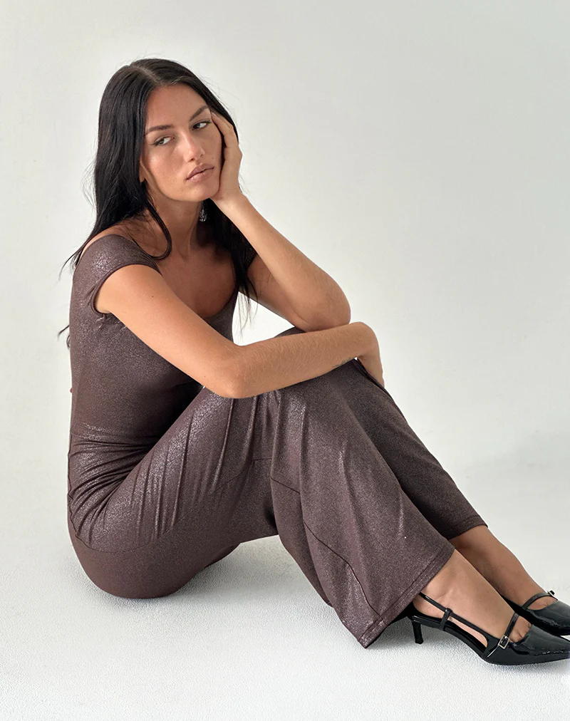 Jolita Maxi Dress in Brown Shimmer - Image 3