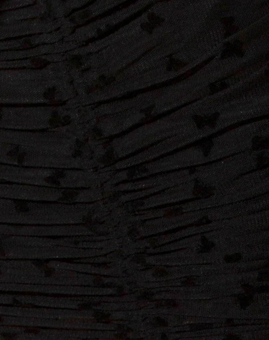 Jora Mini Skirt in Black Flock Flutterby - Image 5