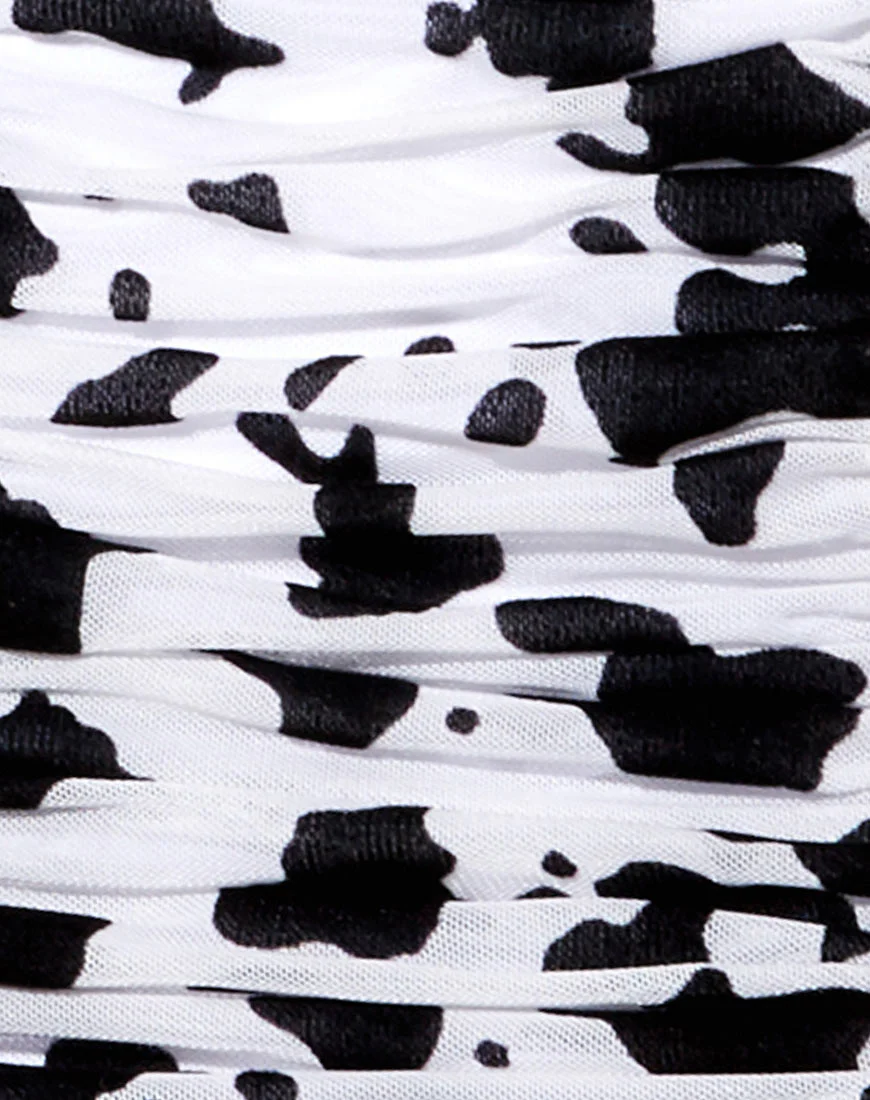 Jora Mini Skirt in Flock Dalmation Black and White - Image 5