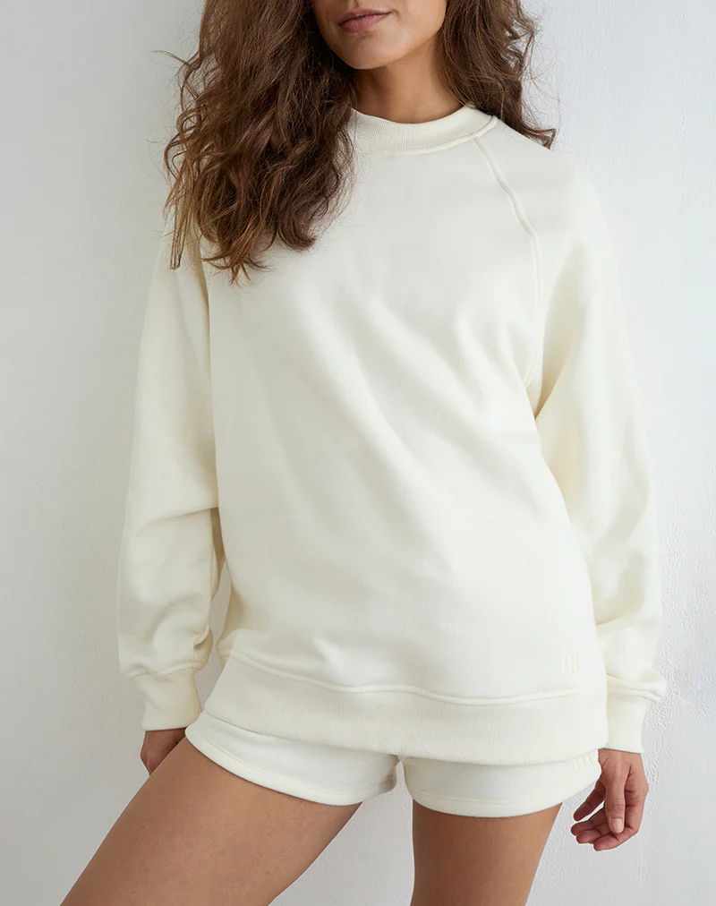 Jorai Sweater in Winter White with Tonal M Embroidery - Image 2