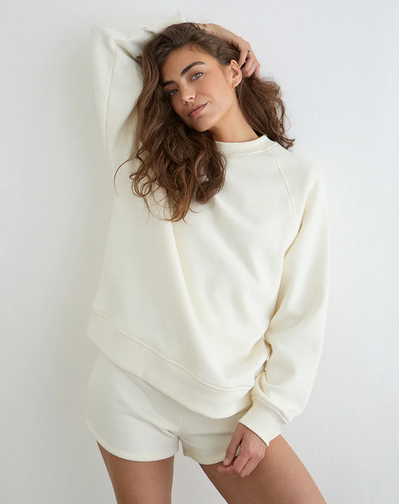 Jorai Sweater in Winter White with Tonal M Embroidery - Image 3