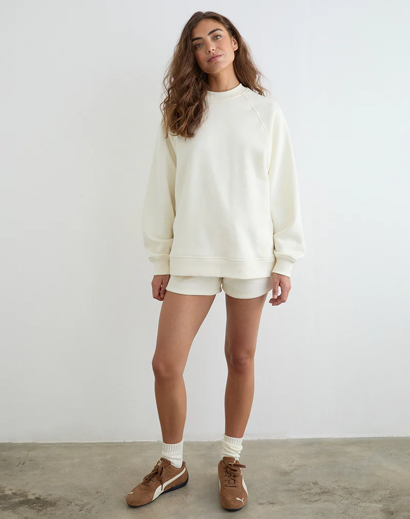 Jorai Sweater in Winter White with Tonal M Embroidery - Image 4