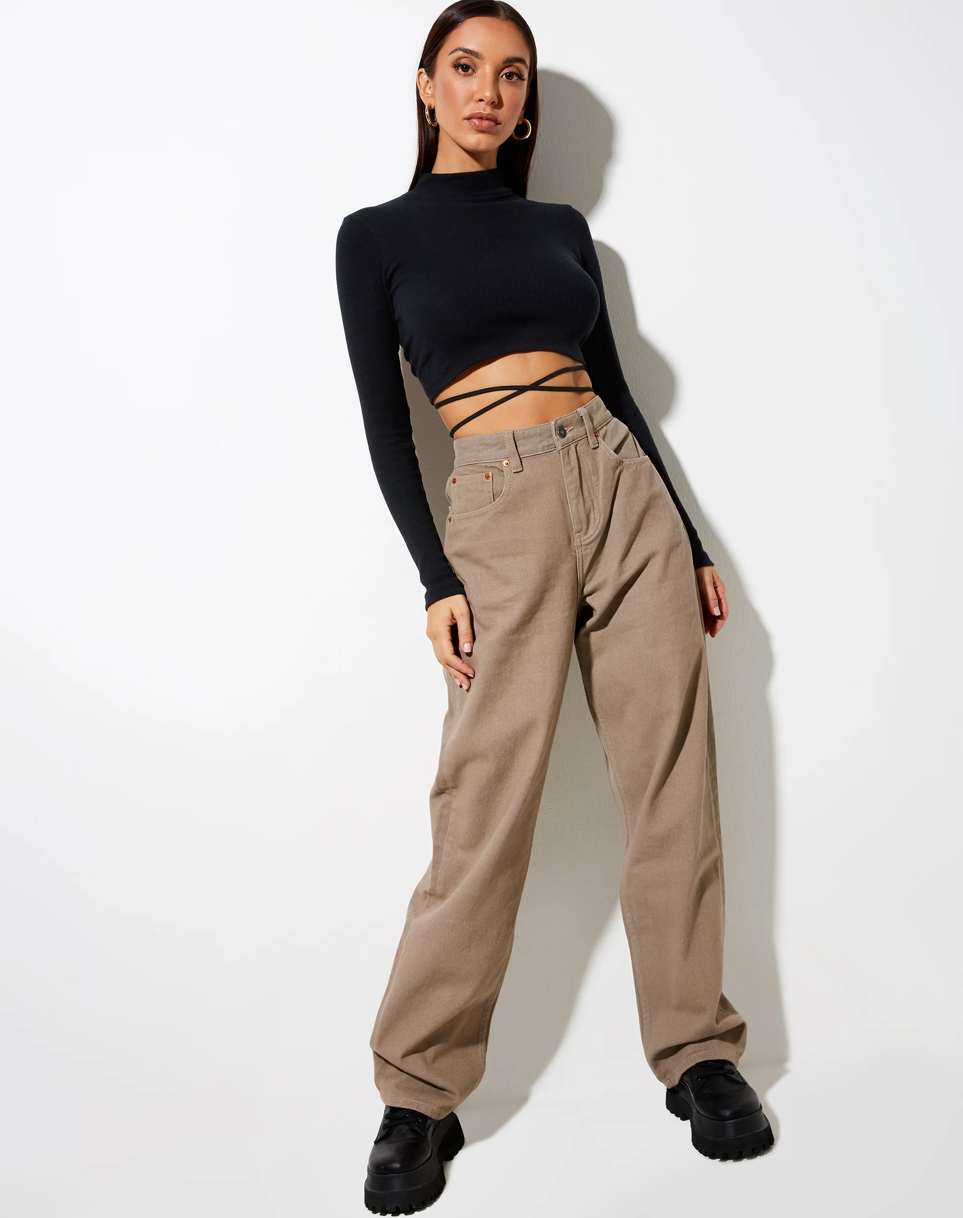 Jorja Crop Top in Rib Black - Image 3