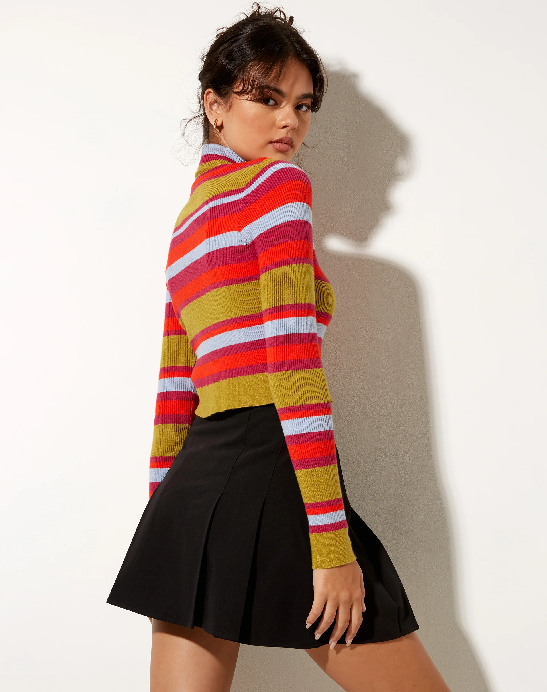 Josea Top in Stripe Palm Orange Purple and Blue - Image 2