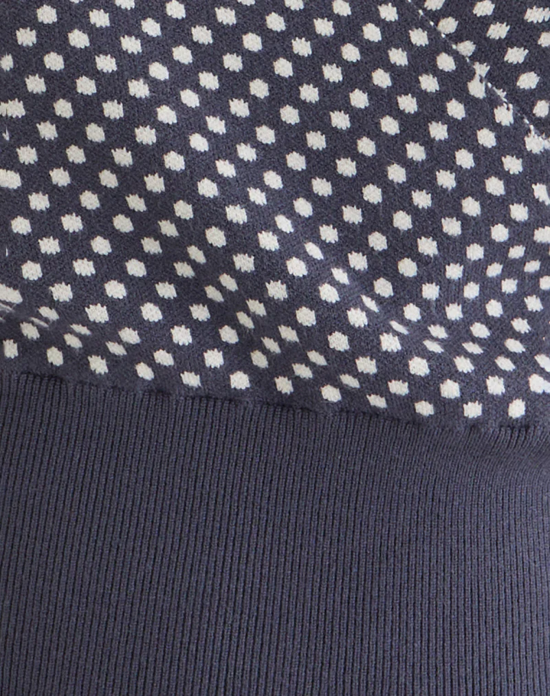Josina Top in Knit Compact Polka Grey and Ivory - Image 6