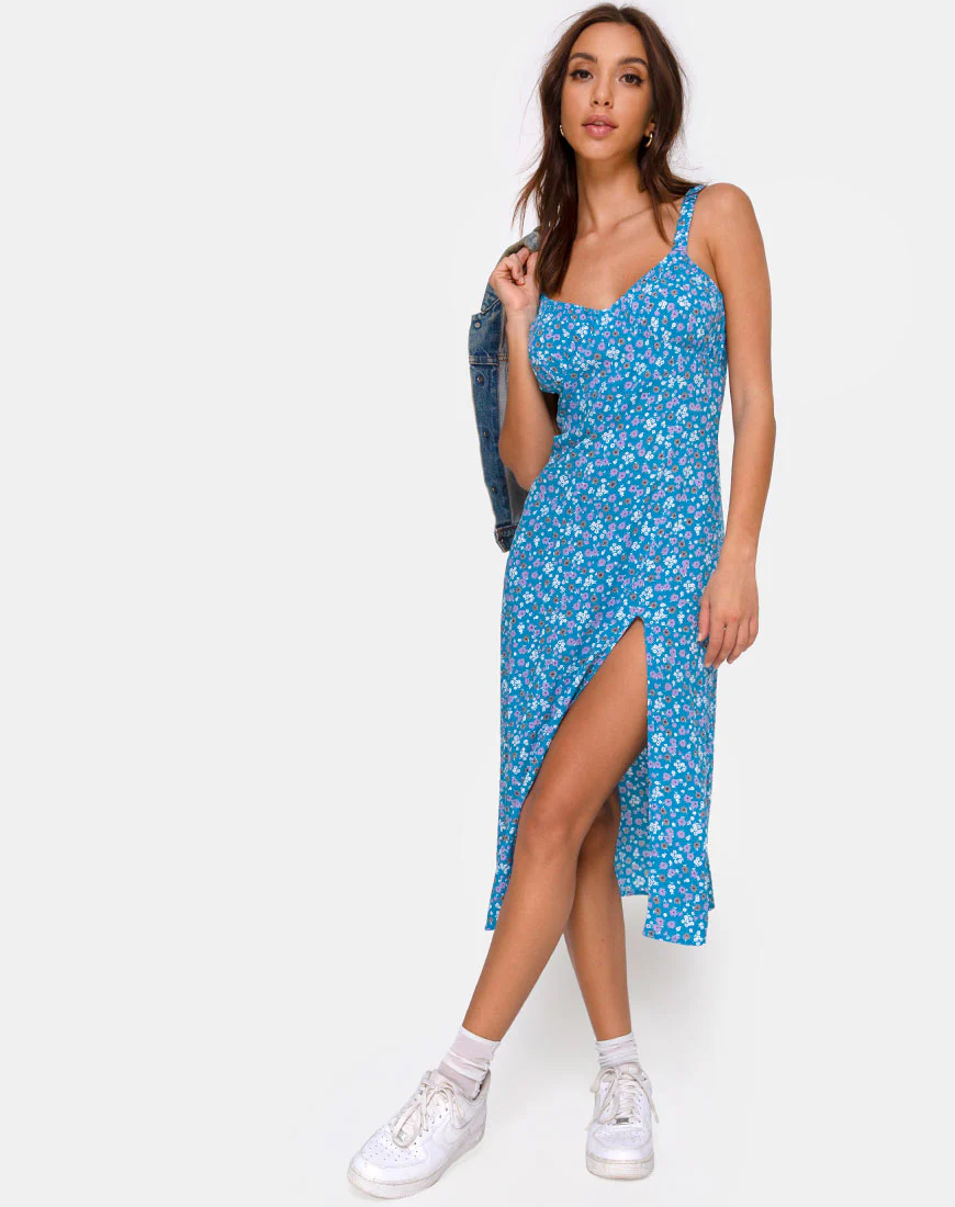 Jova Midi Dress in Bloom Baby Blue - Image 3