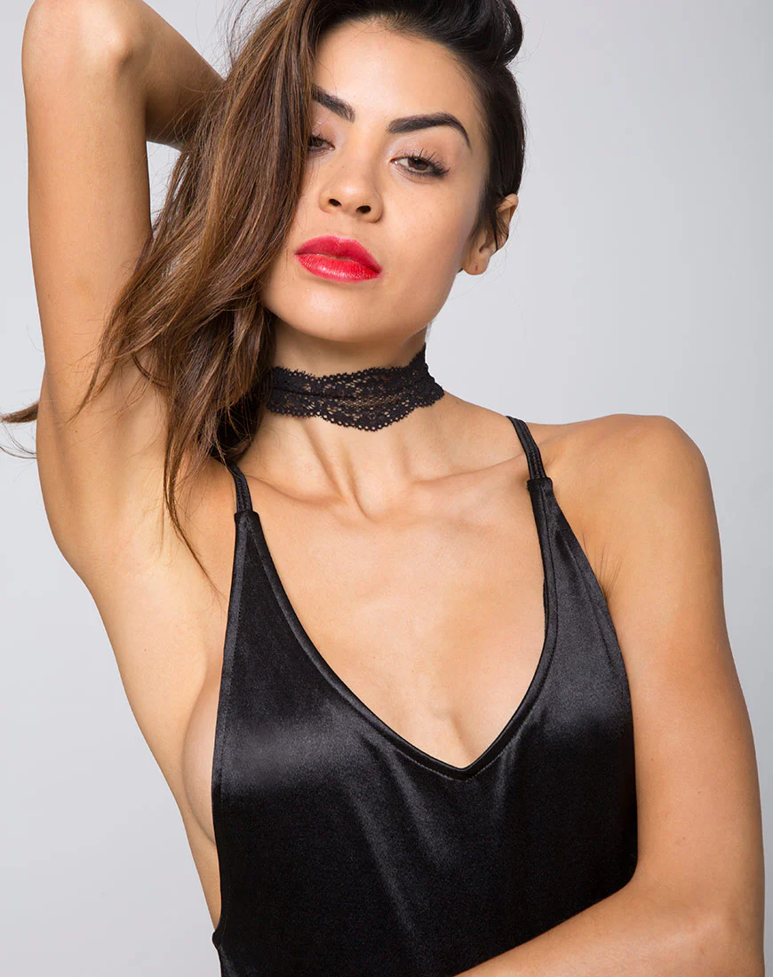 Jovana Unitard in Satin Black - Image 3