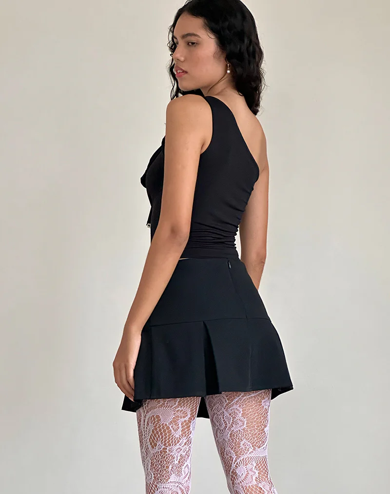 Jovie One Shoulder Slinky Bow Top in Black - Image 5