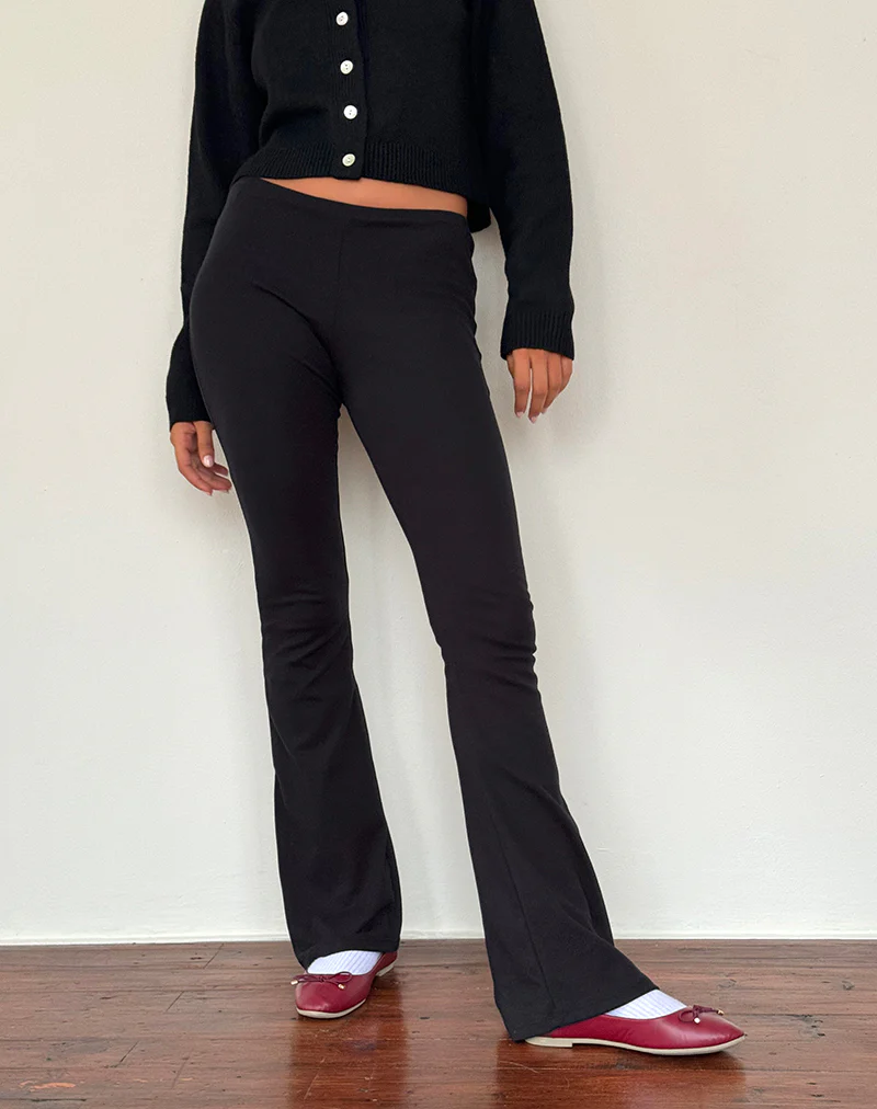 Joxiel Soft Rib Flared Trouser in Black - Image 2