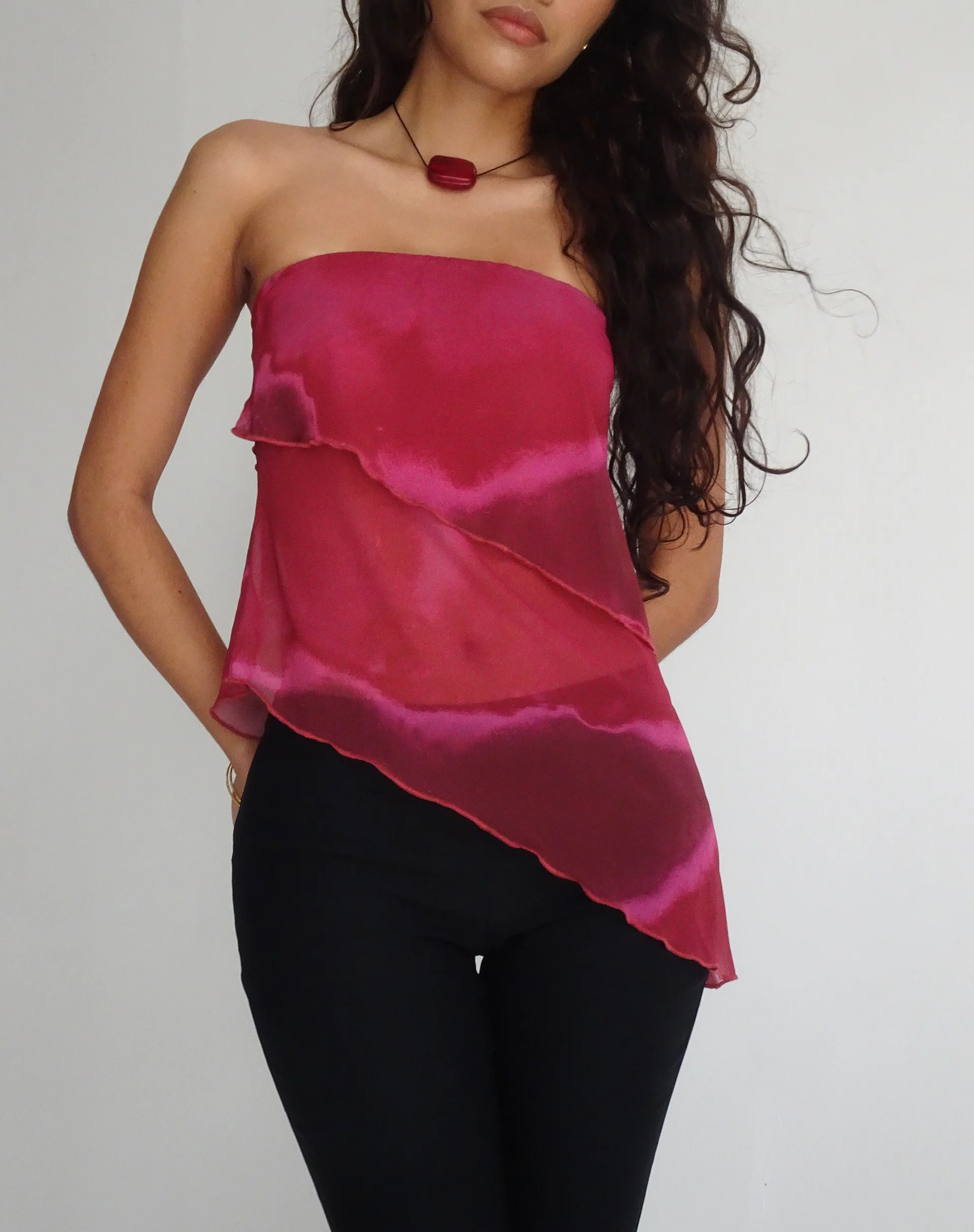 Joyce Longline Waterfall Tube Top in Plum Watercolour - Image 2