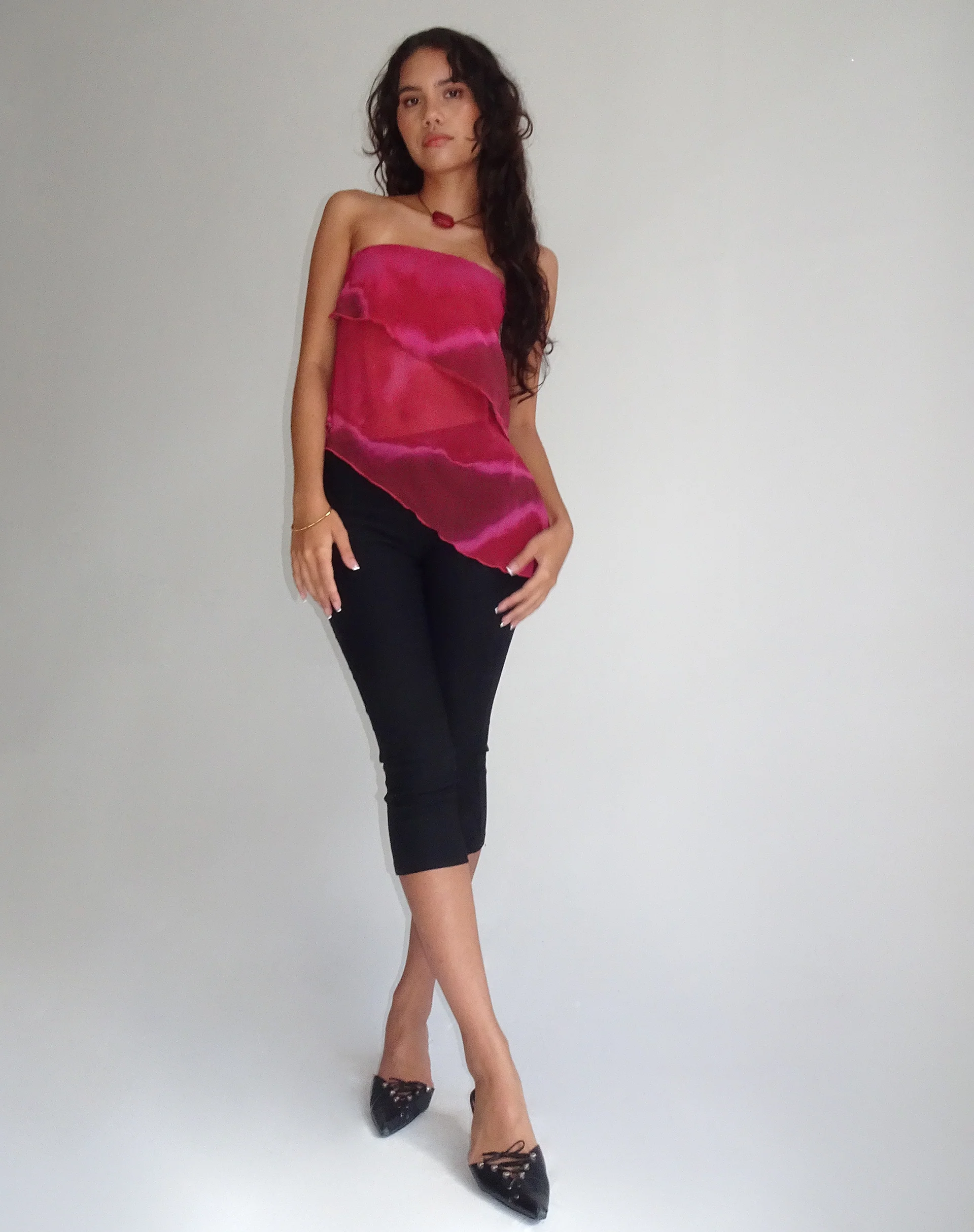 Joyce Longline Waterfall Tube Top in Plum Watercolour - Image 5