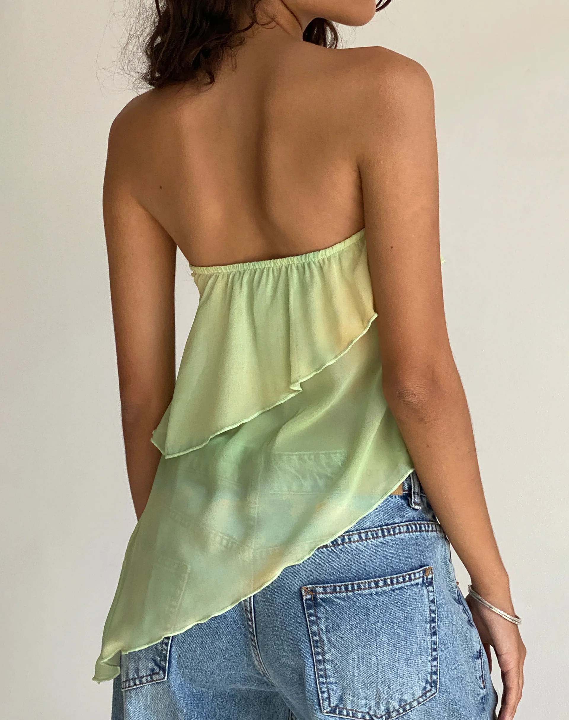 Joyce Longline Waterfall Tube Top in Yellow Watercolour - Image 2