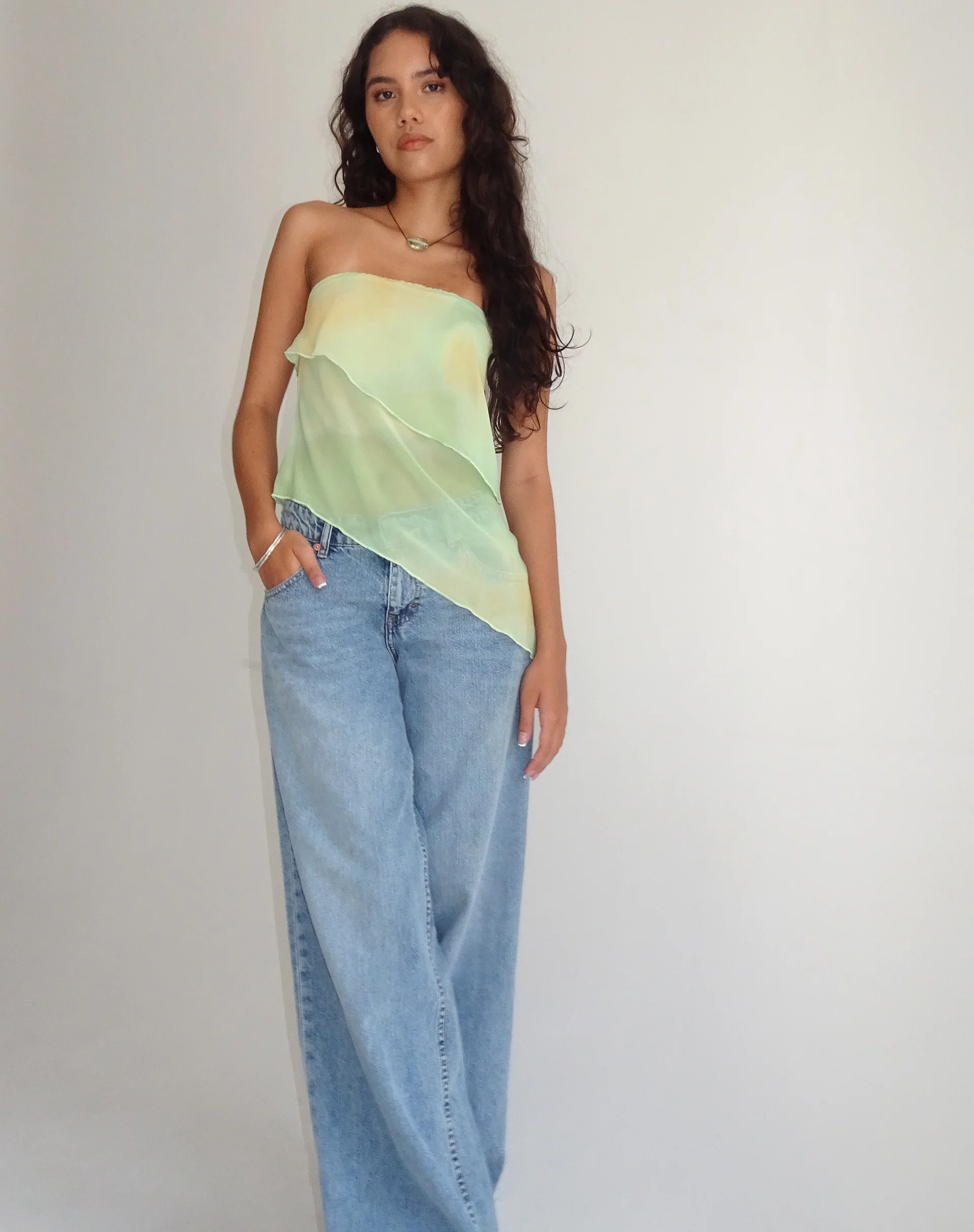 Joyce Longline Waterfall Tube Top in Yellow Watercolour - Image 5