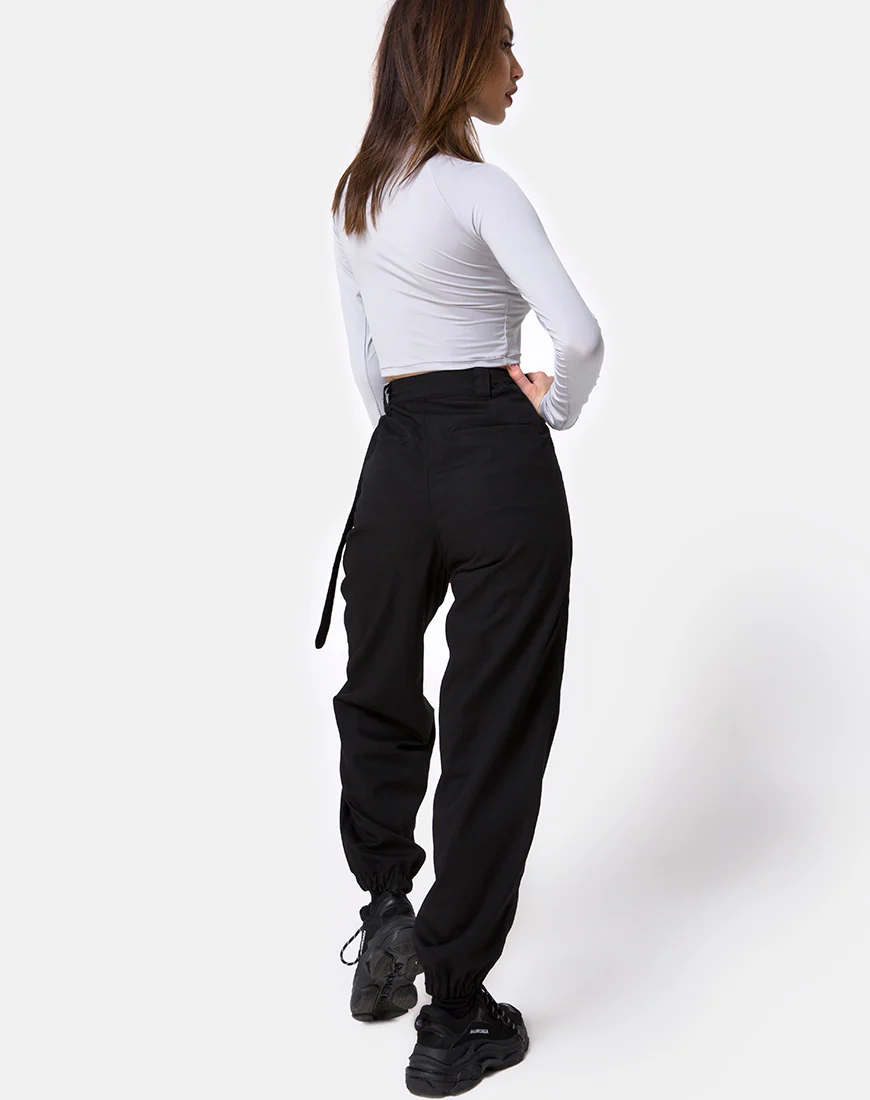 Jubie Cargo Trouser in Black Drill - Image 3