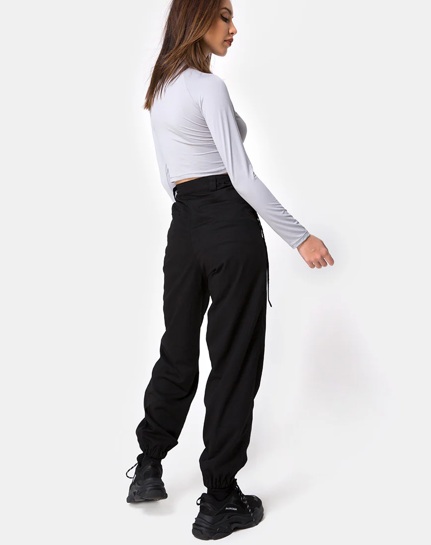 Jubie Cargo Trouser in Black Drill - Image 5