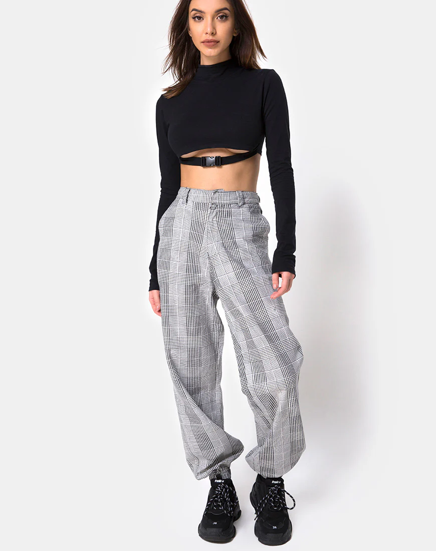 Jubie Cargo Trouser in Charles Check Grey - Image 3