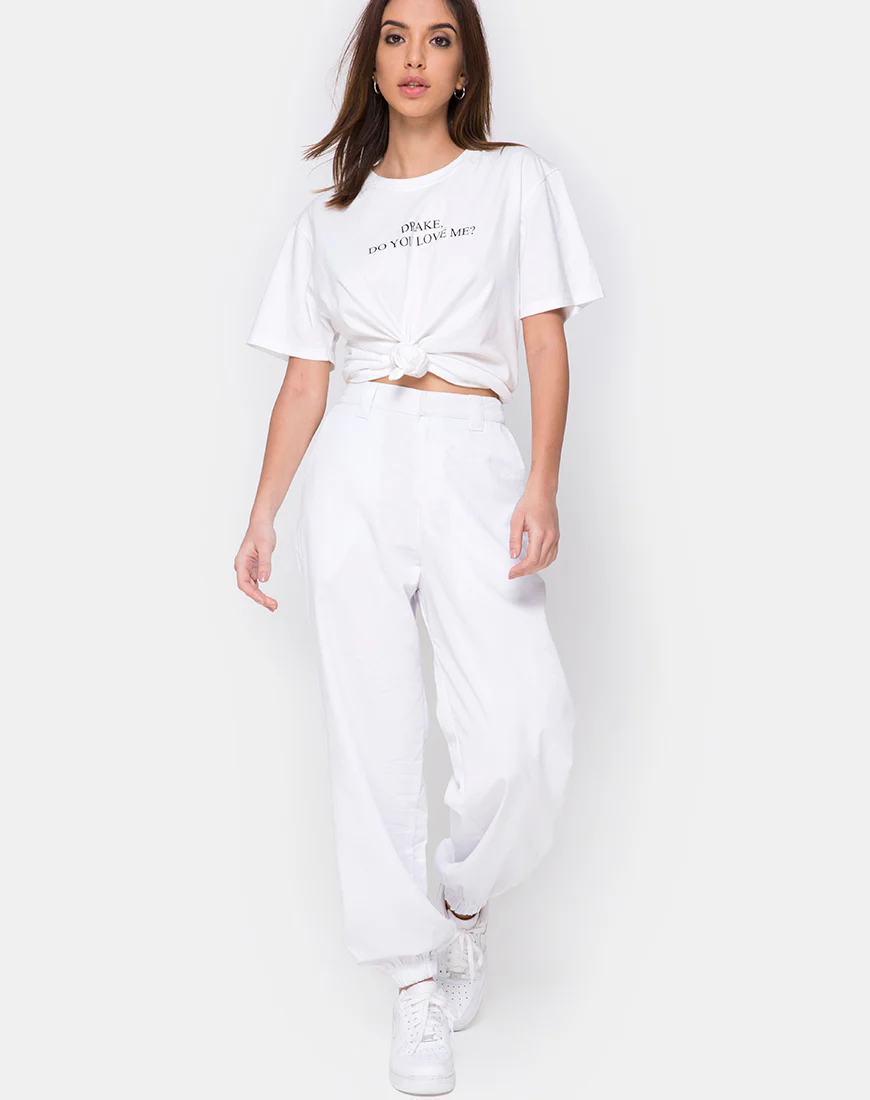 Jubie Cargo Trouser in White Drill - Image 3
