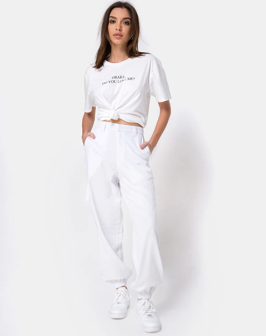 Jubie Cargo Trouser in White Drill - Image 4