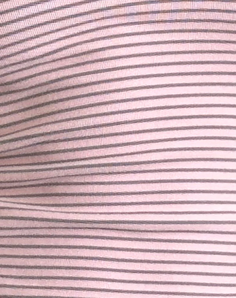 Jules Halter Top in Pink and Grey Jersey Stripe - Image 5