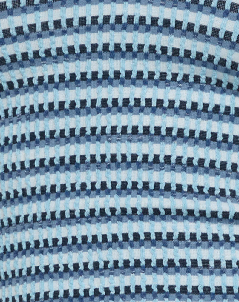 Jules Top in Tonal Stripe Blue Textured Rib - Image 6