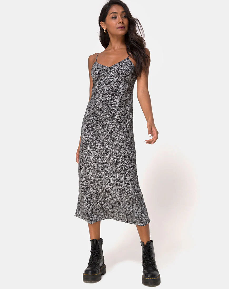 Julia Dress in Ditsy Leopard Grey - Image 3