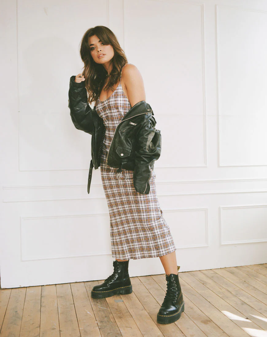 Julia Maxi Dress in Grunge Check Purple - Image 4