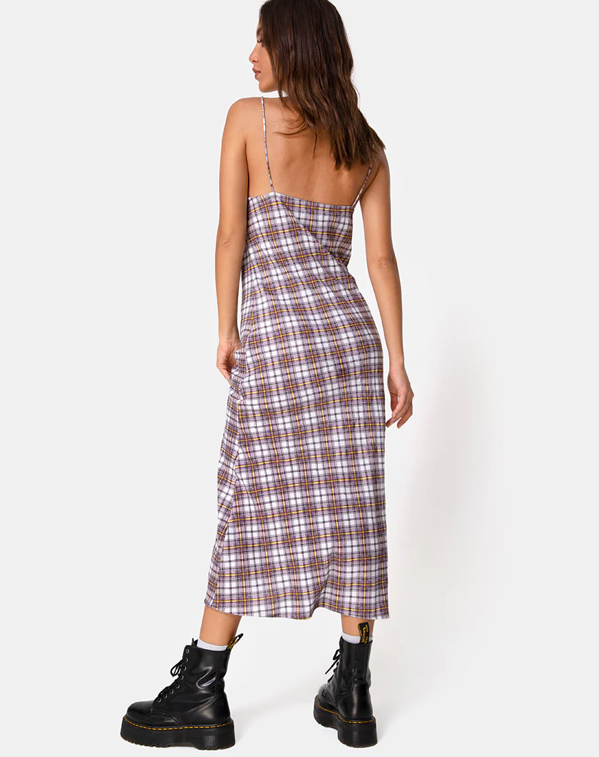 Julia Maxi Dress in Grunge Check Purple - Image 5