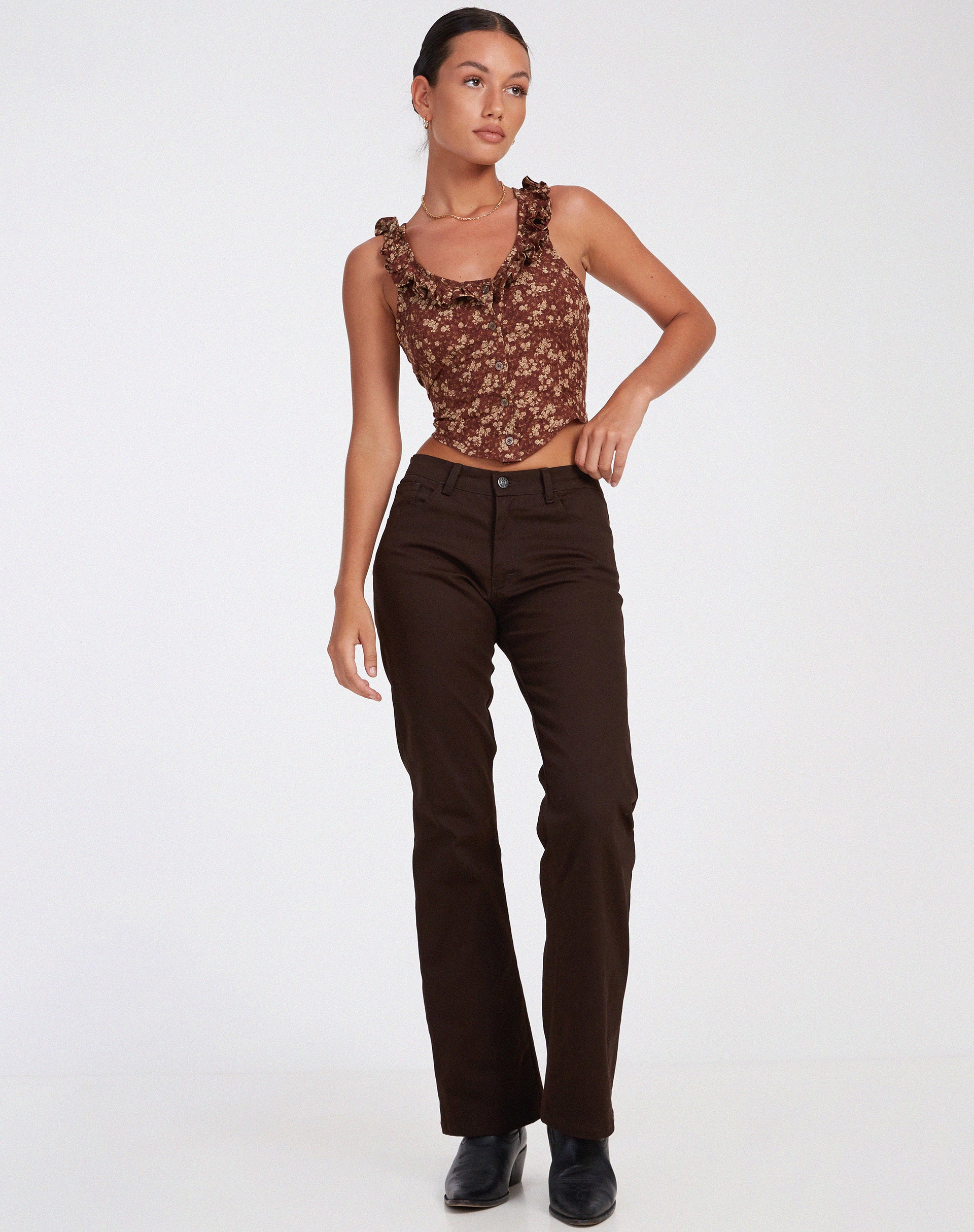 Julka Cami Top in Earthy Floral Brown - Image 6