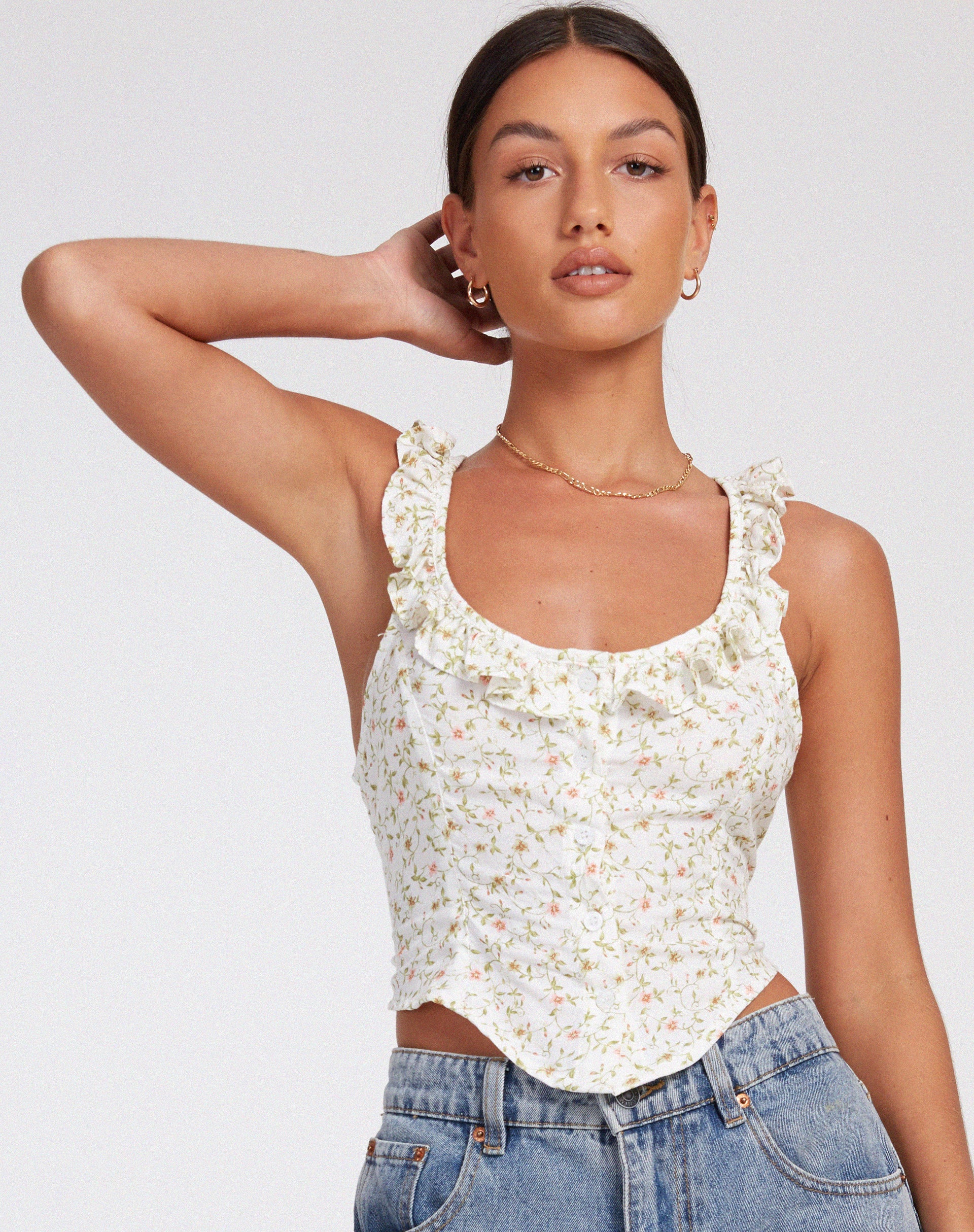 Julka Cami Top in Pretty Petal Ivory - Image 5