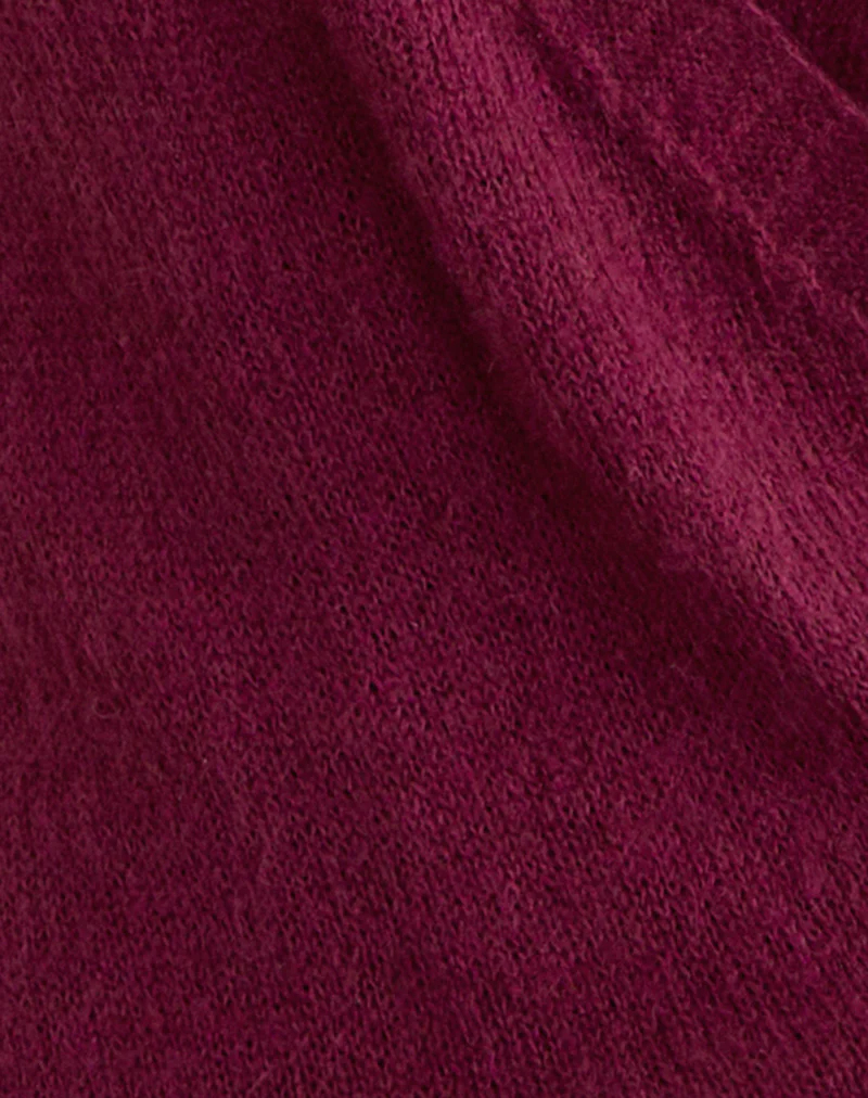 Junbi Wrap Mini Dress in Knit Wine - Image 6