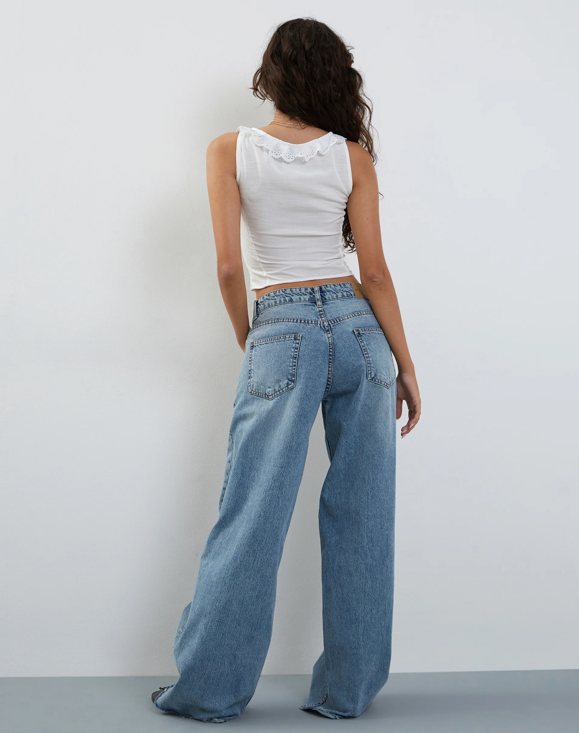 Junko Frill Detail Button Through Top in White - Image 4