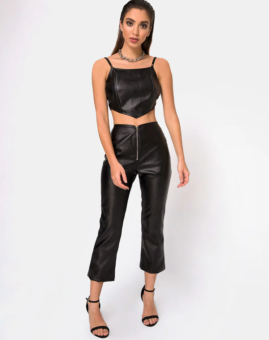Justine Top in Vegan Leather Black - Image 3