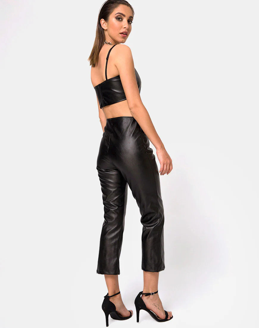 Justine Top in Vegan Leather Black - Image 4