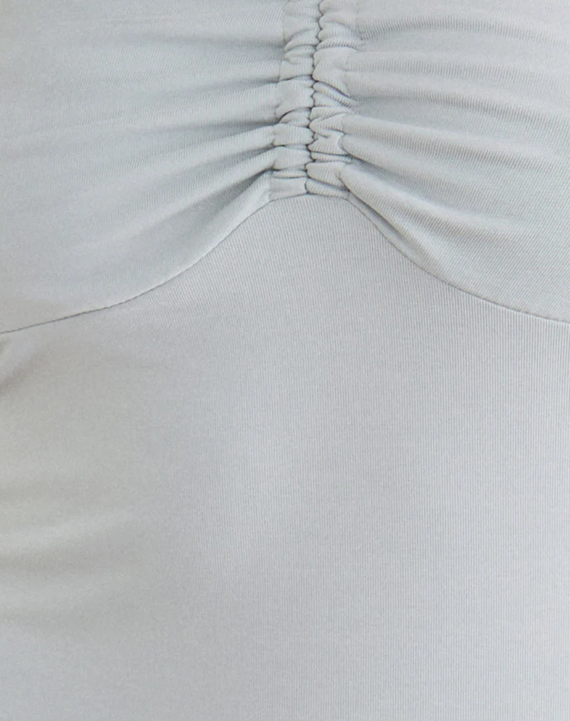 Juvela Halterneck Mini Dress in Cupro Ice Blue - Image 7