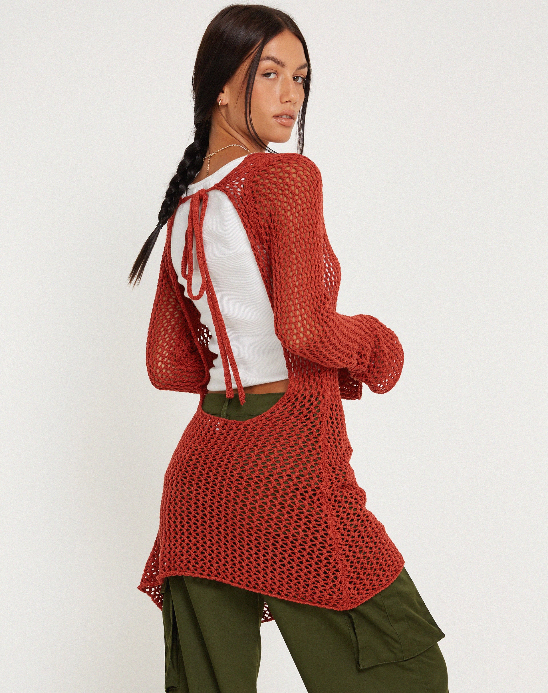Juwita Mini Dress in Burnt Orange - Image 2