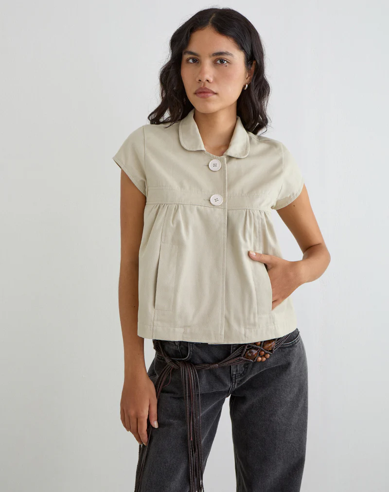 Kaelus Shirt in Cotton Twill Latte - Image 2