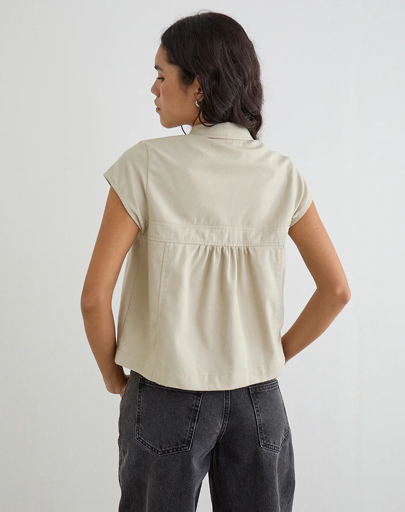 Kaelus Shirt in Cotton Twill Latte - Image 4