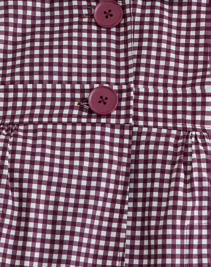 Kaelus Shirt in Mini Gingham Wine - Image 6