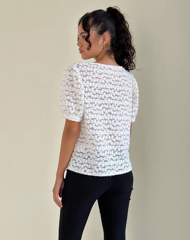 Kaelyn Top in Dahlia Lace Ivory - Image 4