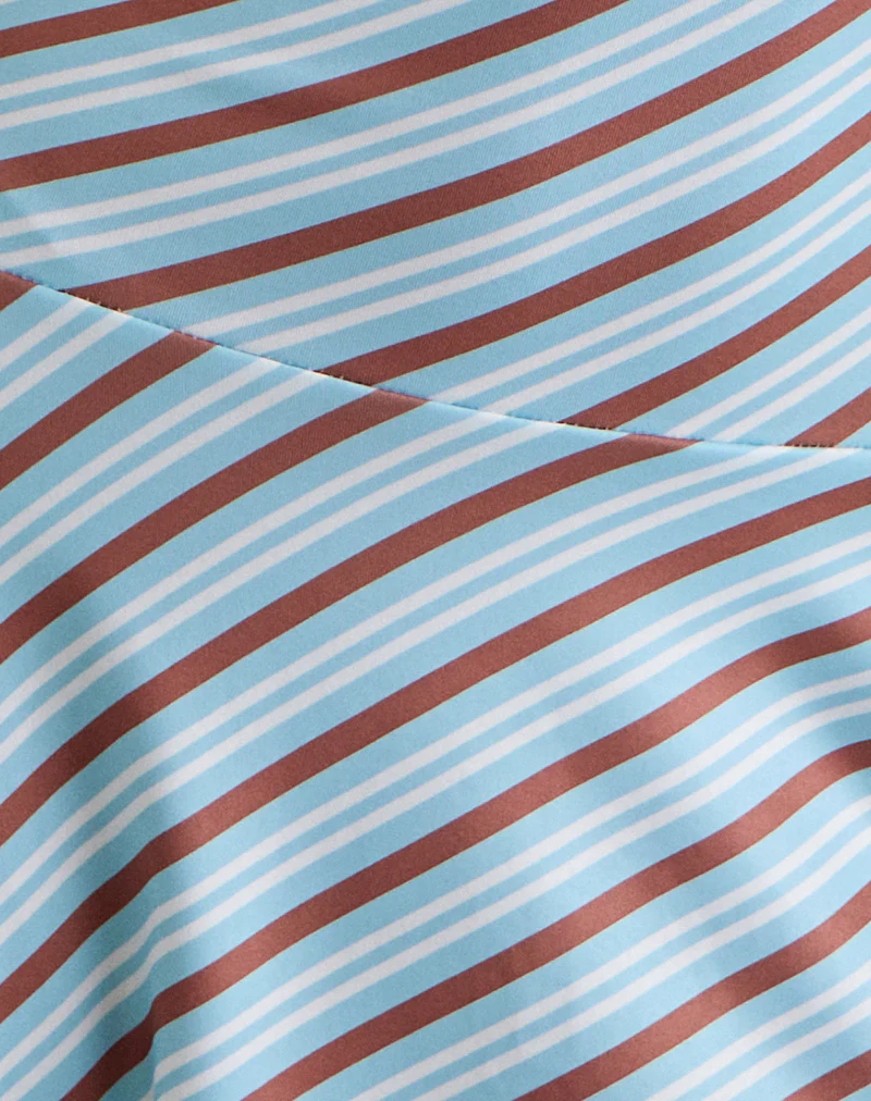 Kagari Mini Dress in Diagonal Stripe Light Blue - Image 6
