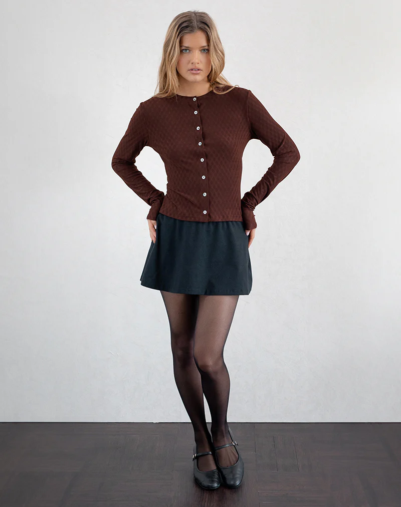 Kahula Shirt in Argyle Mesh Brown - Image 2