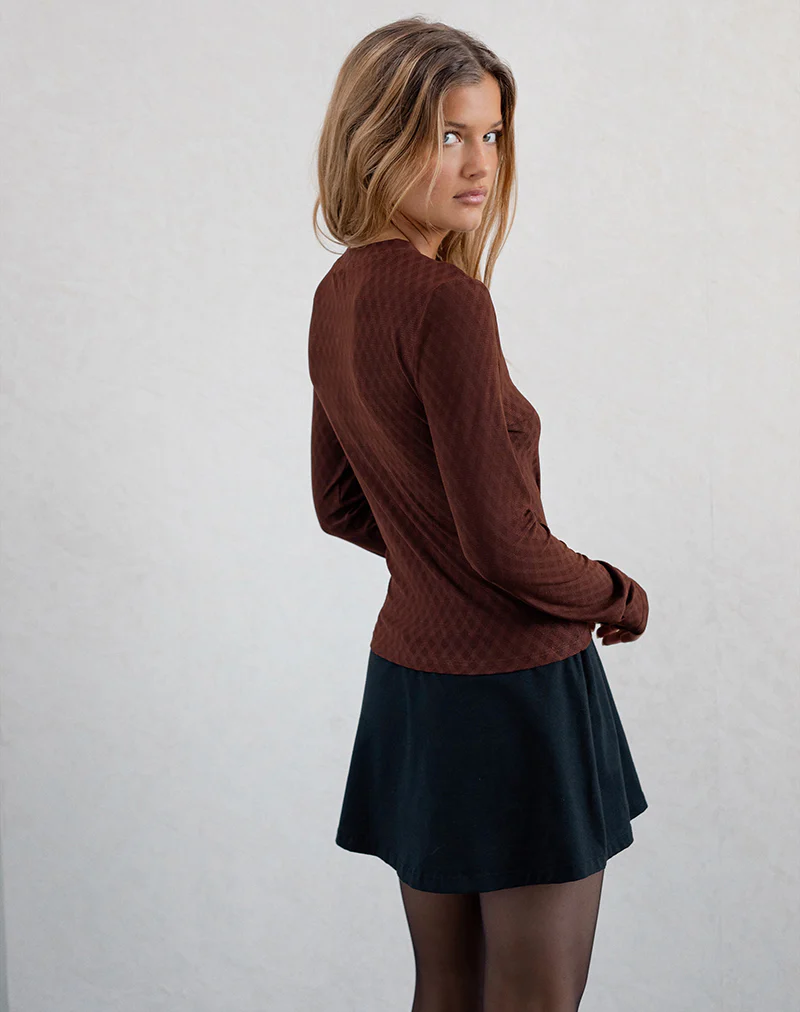 Kahula Shirt in Argyle Mesh Brown - Image 3