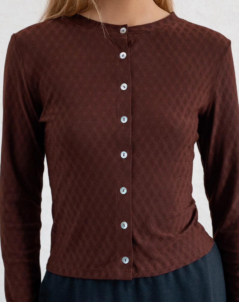 Kahula Shirt in Argyle Mesh Brown - Image 5