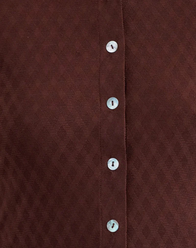 Kahula Shirt in Argyle Mesh Brown - Image 6