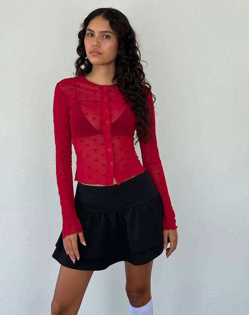 Kahula Shirt in Red Heart Flocked Mesh - Image 4