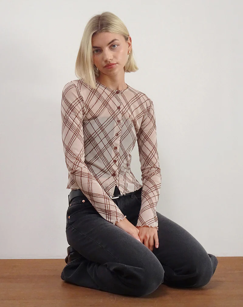 Kahula Shirt in Sketchy Stripe Nude - Image 4